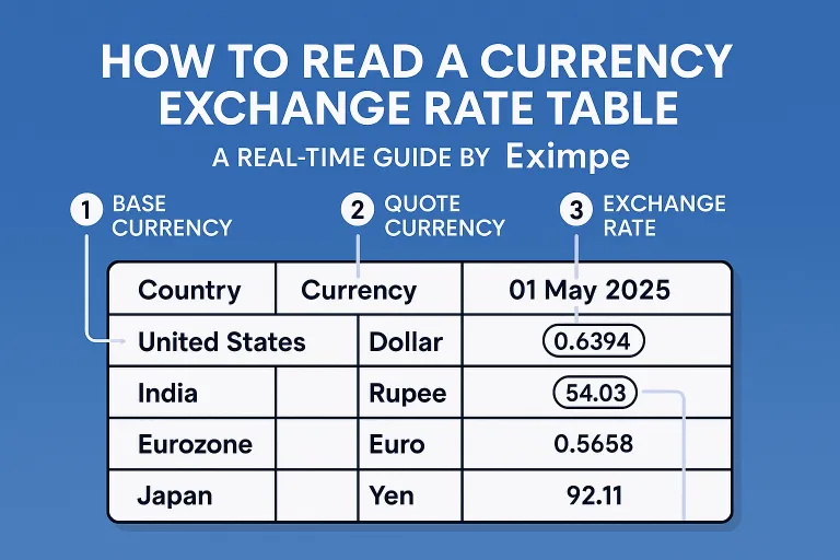 How to Read a Currency Exchange Rate Table: A Real-Time Guide by EximPe
